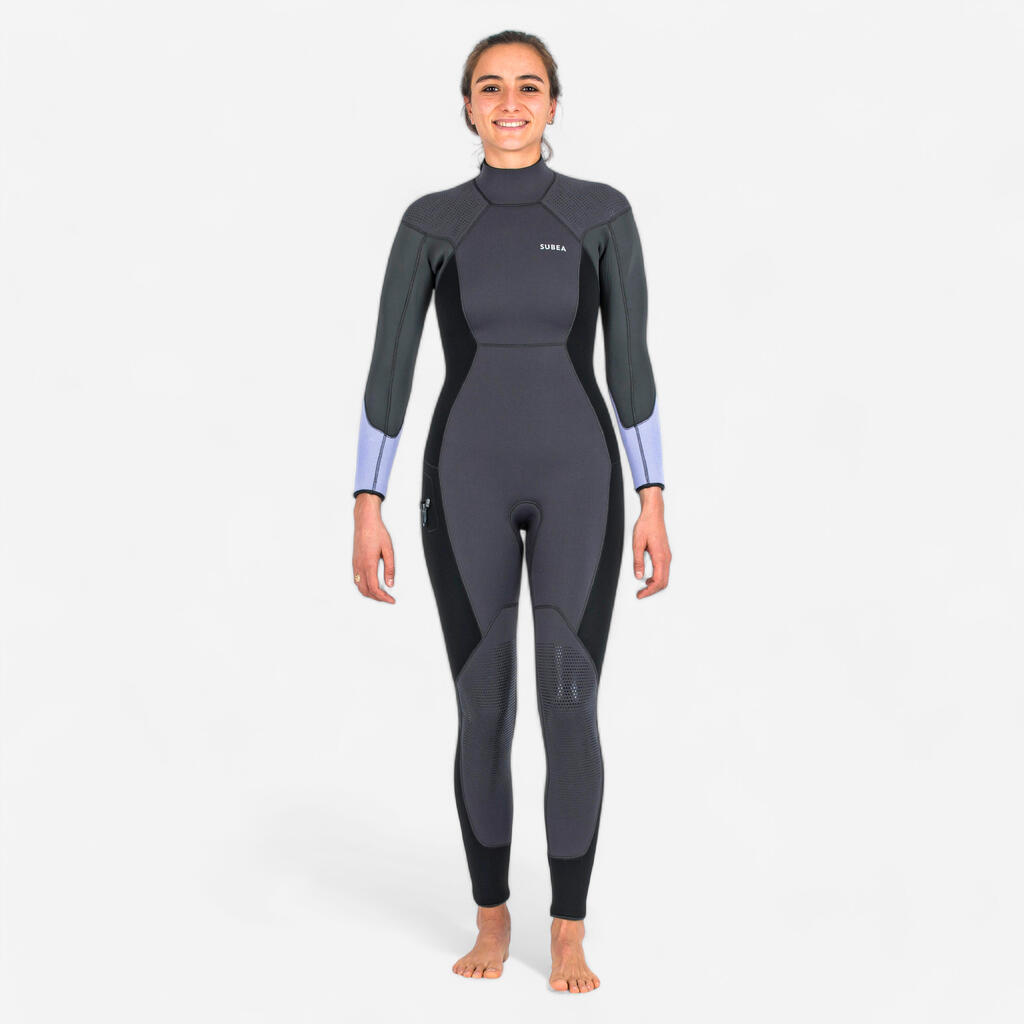 Women's scuba diving 5 mm neoprene wetsuit SCD 500 Lilac black