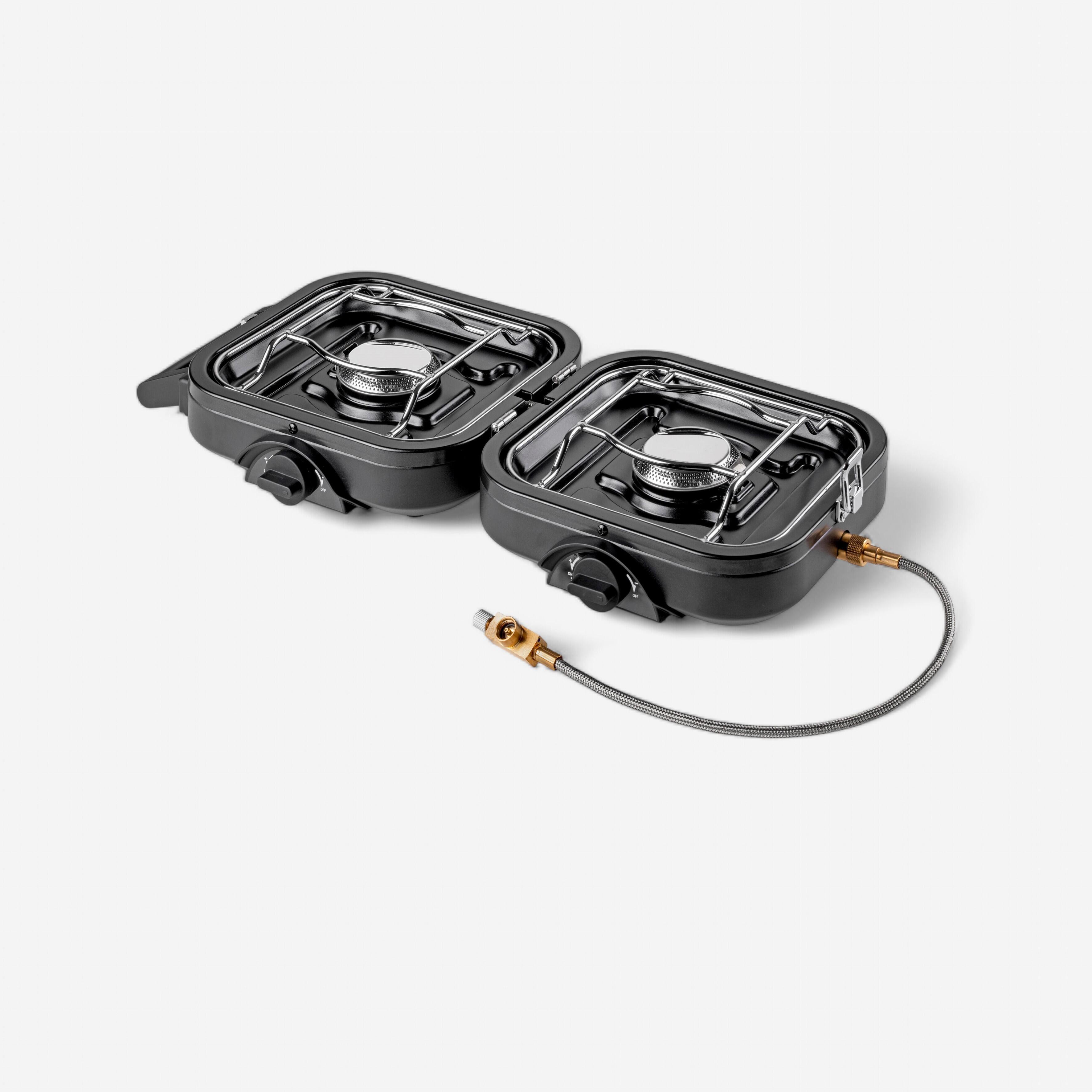KEMPER Kempingový plynový varič s 2 platňami skladací a prenosný