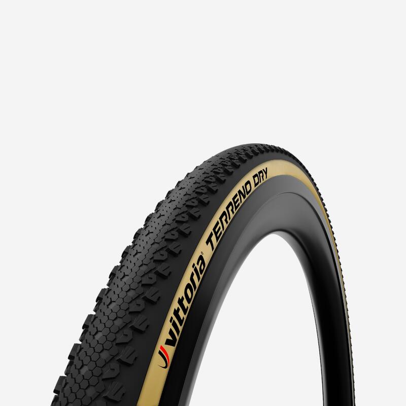 Pneu de Bicicleta Gravel Talão Flexível Vittoria Terreno Dry 700x38 Flanco Bege