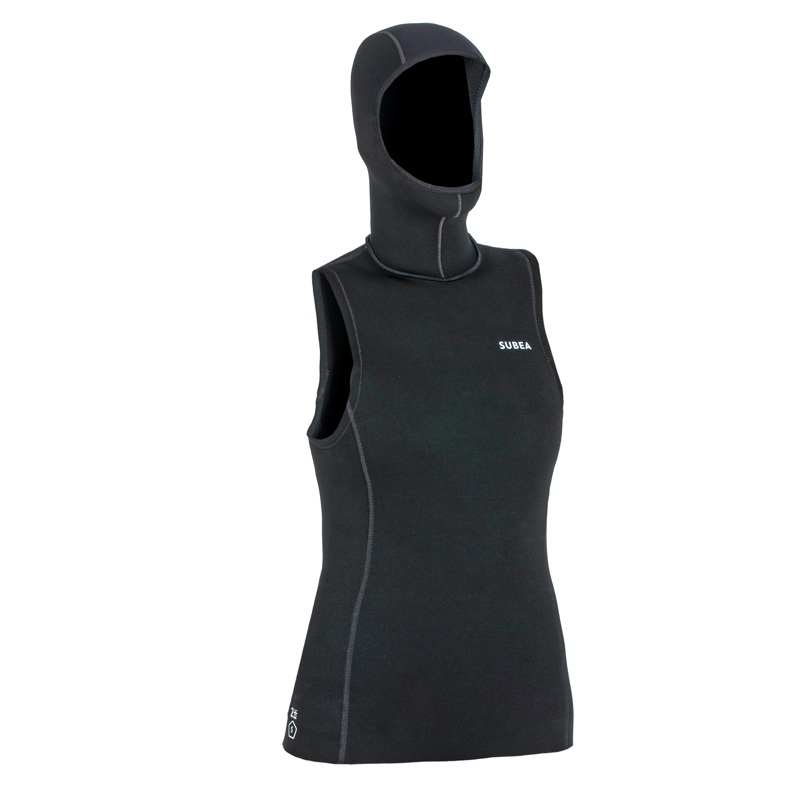 Diving top with hood 3/2 mm neoprene - Black/Grey 8/8