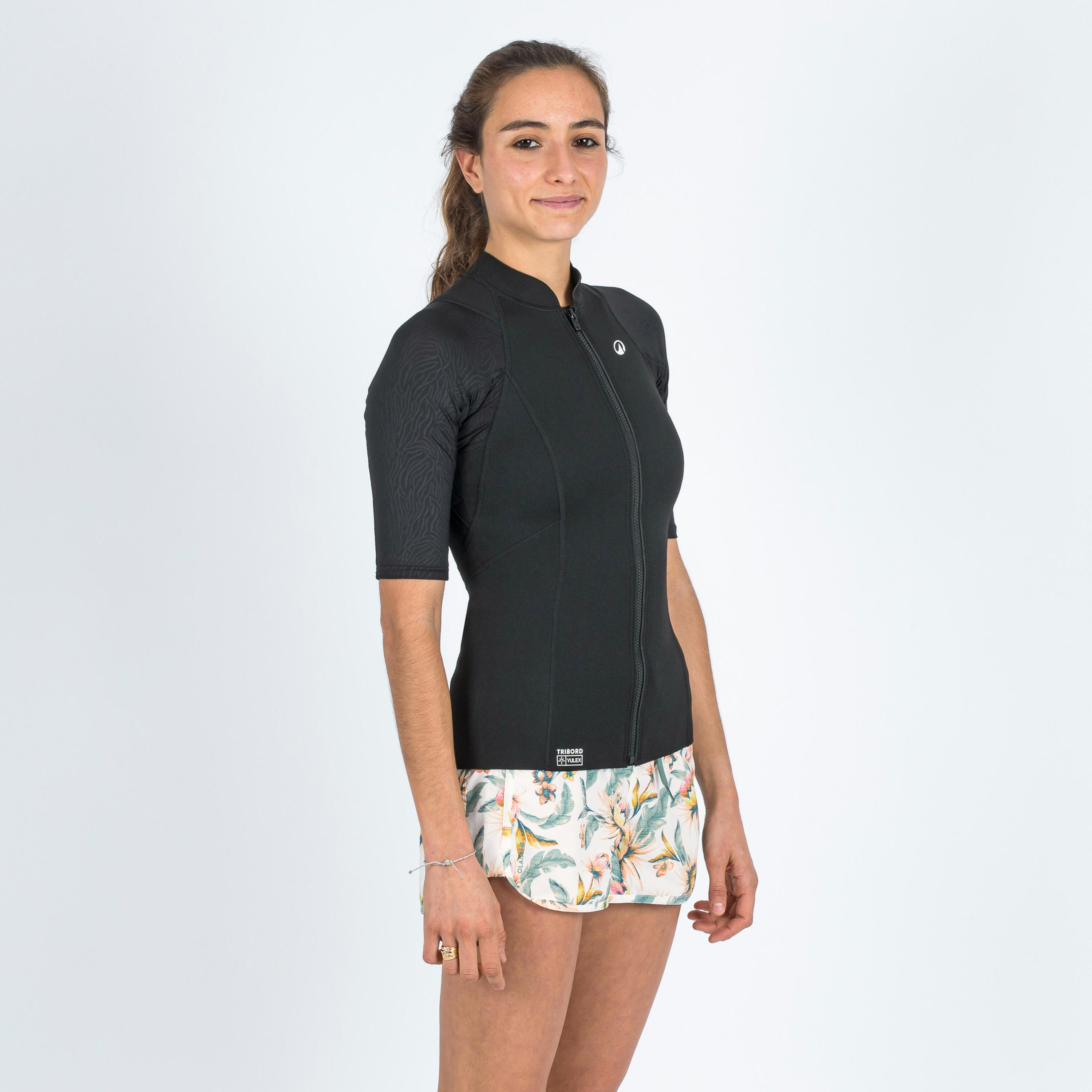 Top anti uv manches courtes femme Yulex 100 1.5mm noir 2/13
