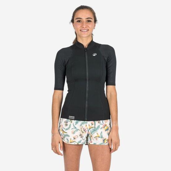 Top anti uv manches courtes femme Yulex 100 1.5mm noir