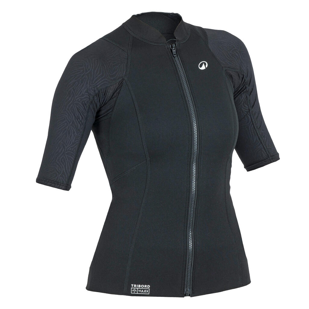 Moteriški nuo UV saugantys trumparankoviai neopreno marškinėliai „Yulex“, juodi