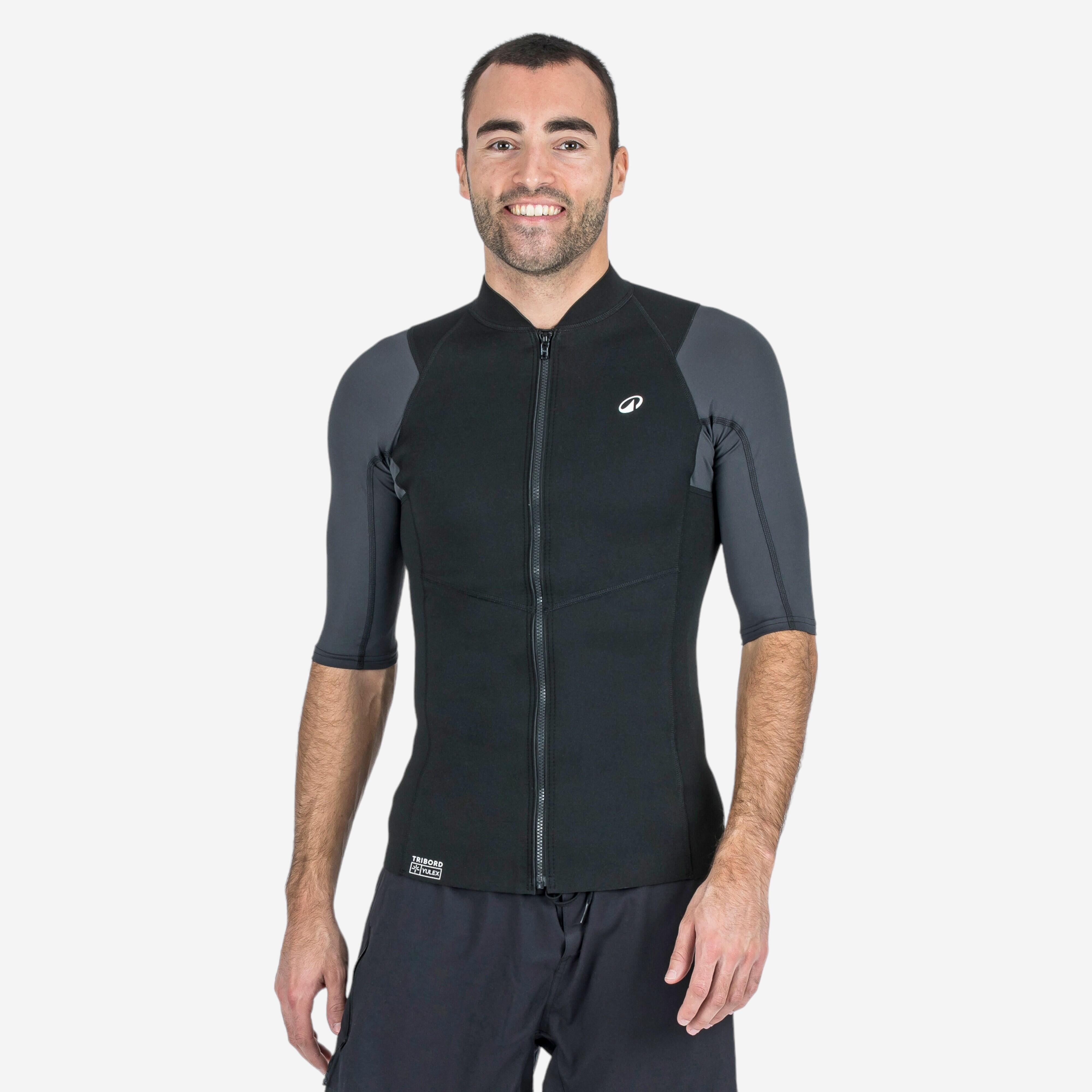 Men's short-sleeved anti uv top yulex100 1.5mm - black