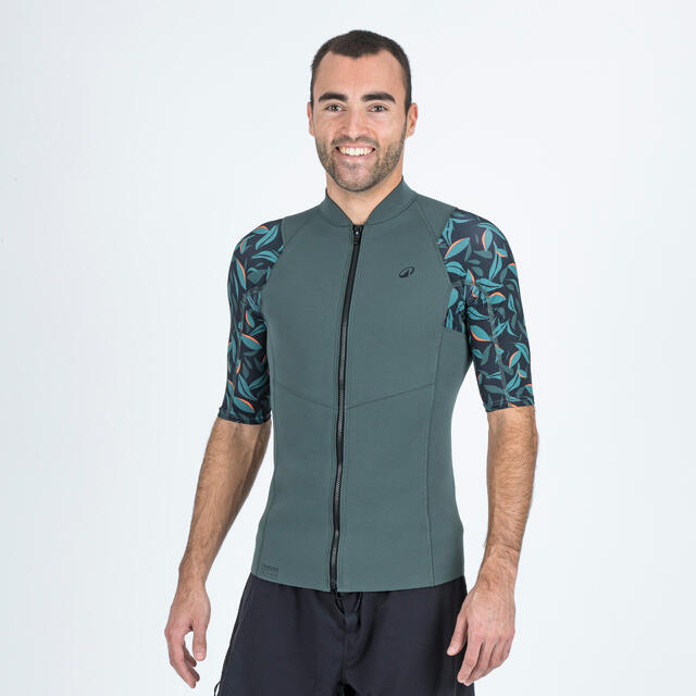Neoprentop UV-Schutz kurzarm Herren Yulex 100 1,5 mm Awake Blumen