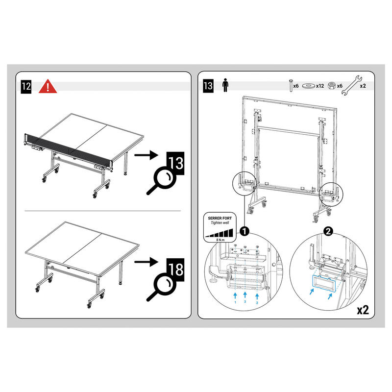 Pata en H lado red para mesa de ping pong TTT130 y TTT130.2