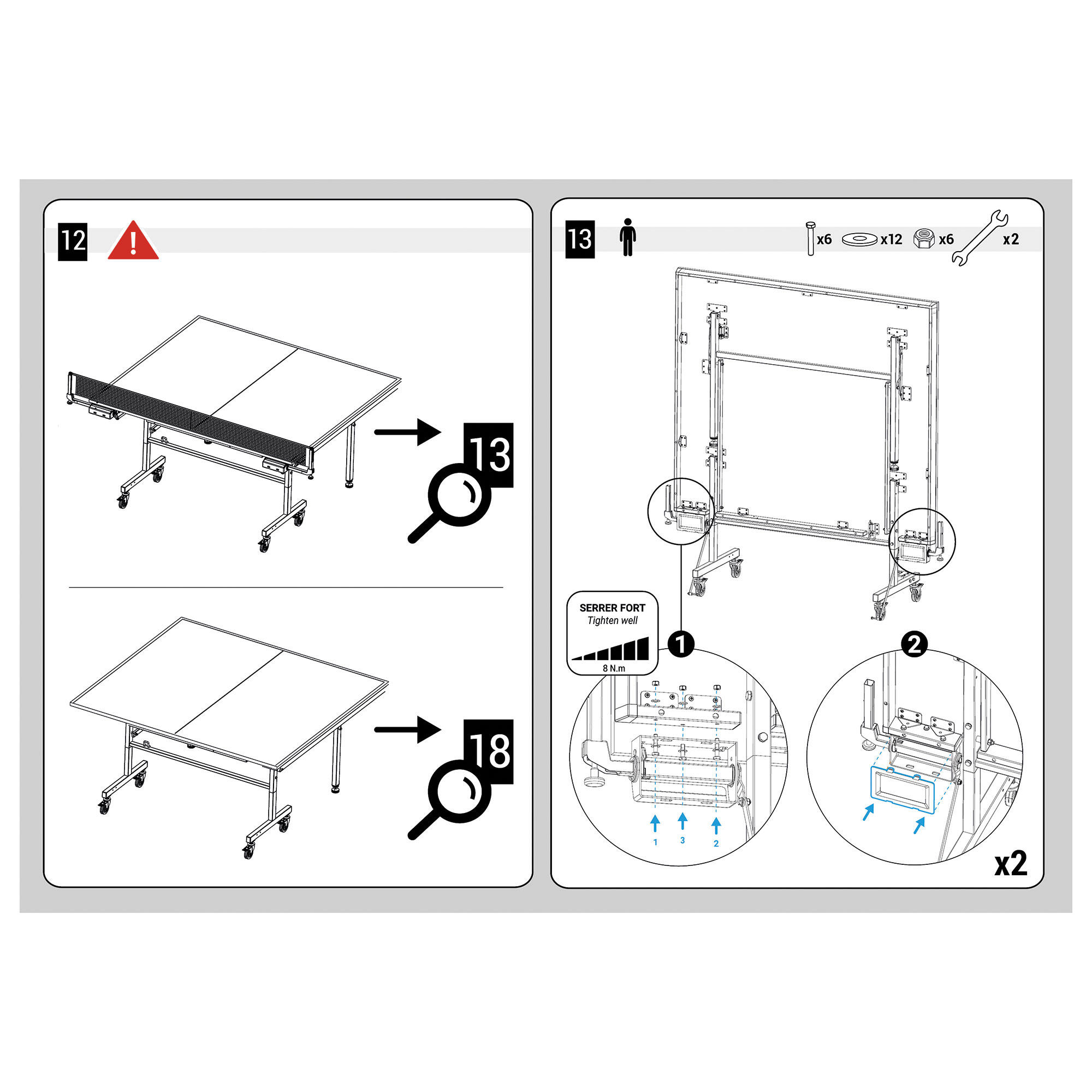 Gamba ad H lato rete per tavoli da ping pong TTT130 e TTT130.2