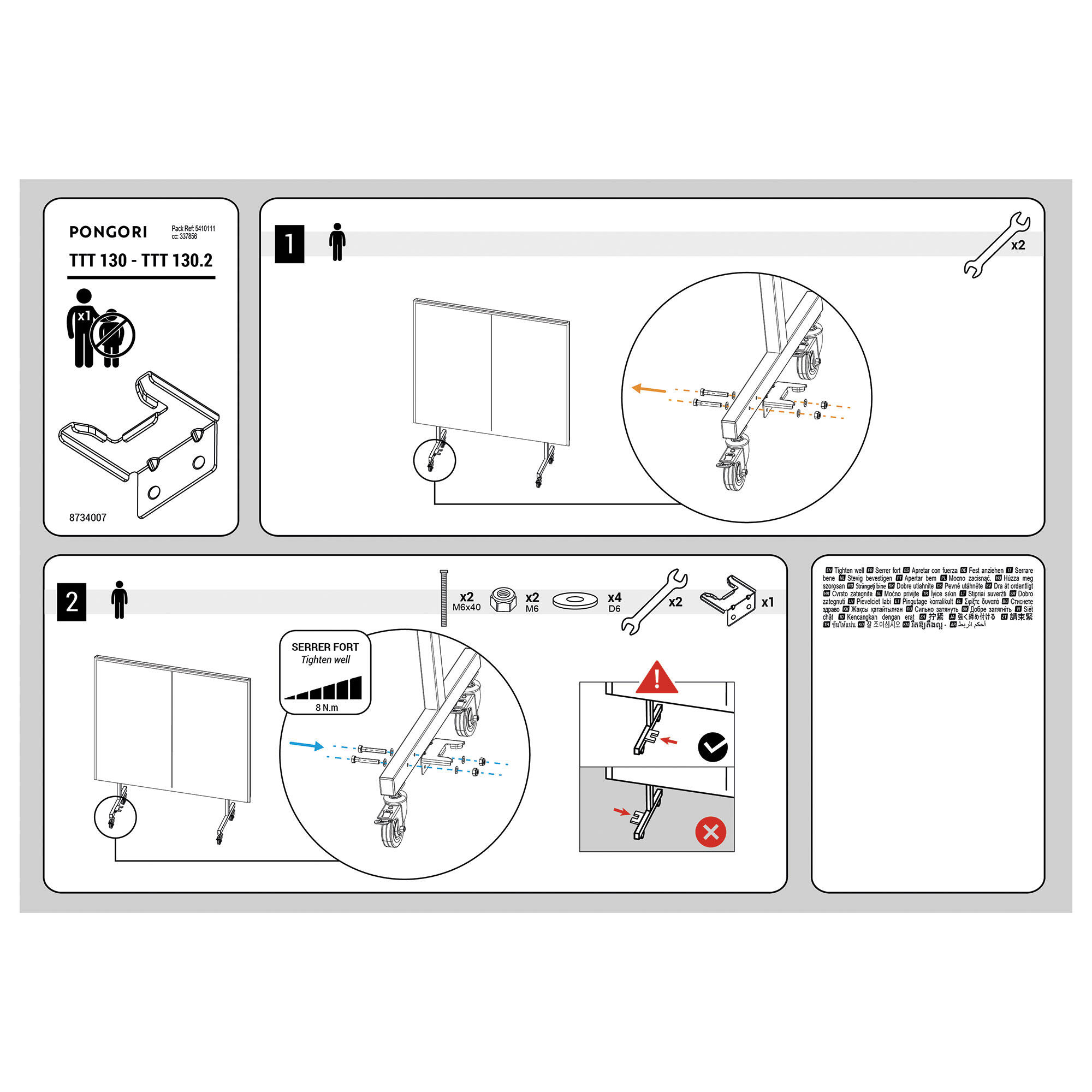 Pièce d'accostage pour table de tennis de table TTT130, TTT130.2 et TTT530 4/4