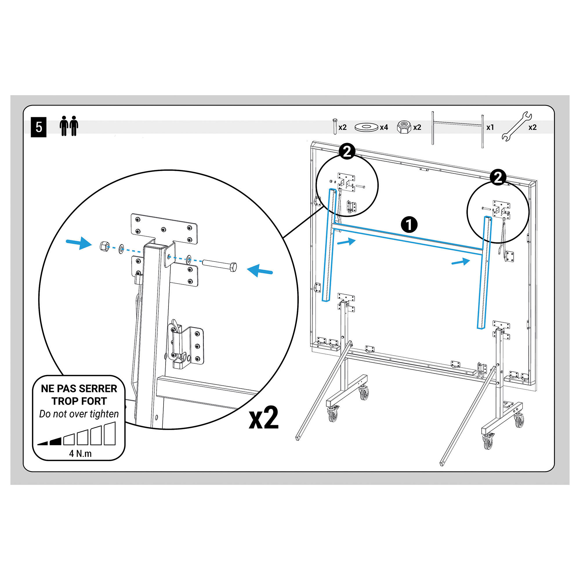 H-Fuss (Spielerseite) für Tischtennisplatten TTT130 und TTT130.2 4/5