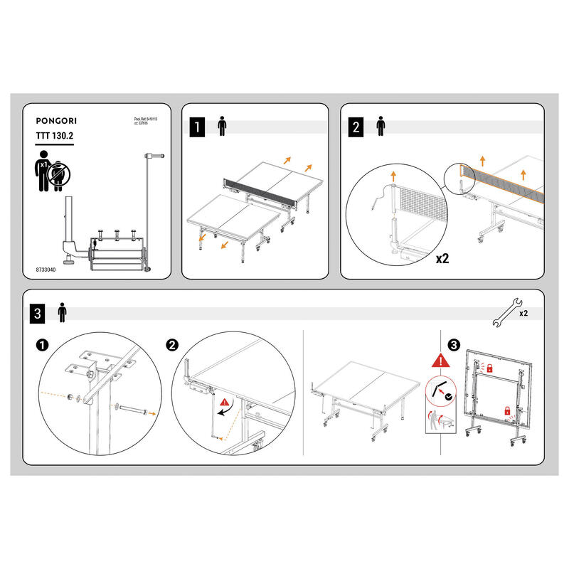 Set de 2 stâlpi retractabili pentru masă de tenis de masă TTT 130 Indoor.2