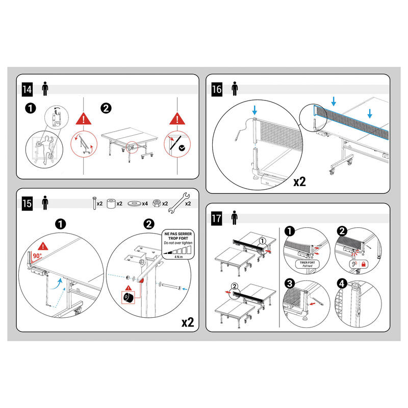 Pata en H lado red para mesa de ping pong TTT130 y TTT130.2