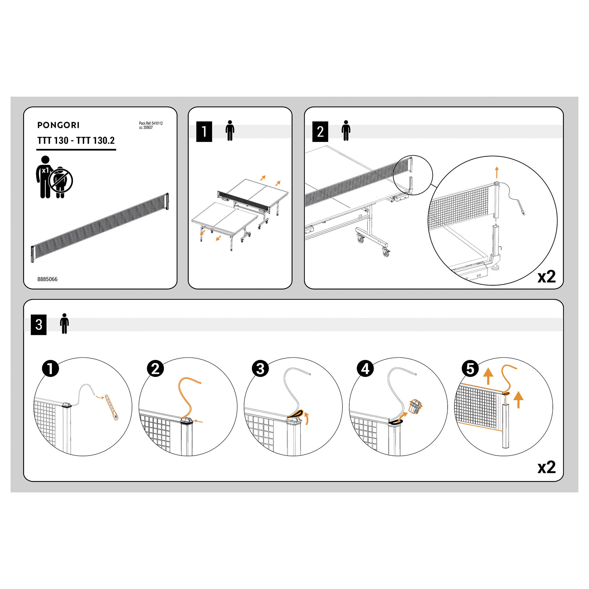 Retractable Net for Table Tennis Table TTT 130 Indoor.2 2/3