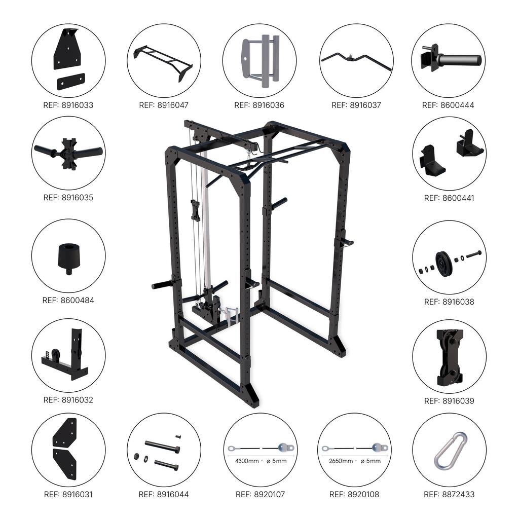 Podpora za drogove x 2 - rezervni del za Power Rack za vadbo z utežmi