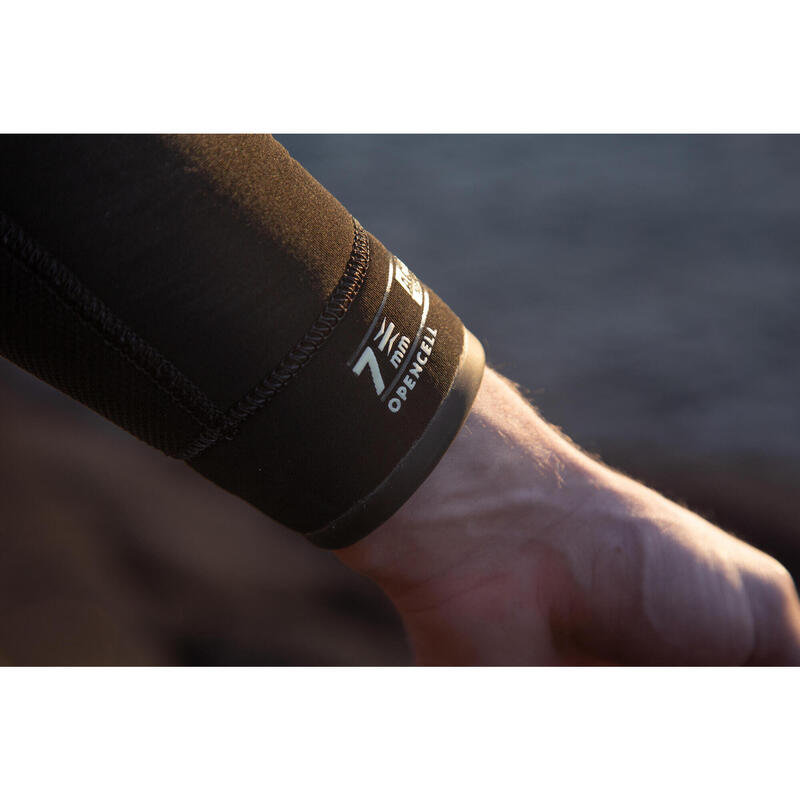 Geacă activități sportive submarine neopren întărit 7mm SPF 900 Negru Bărbați