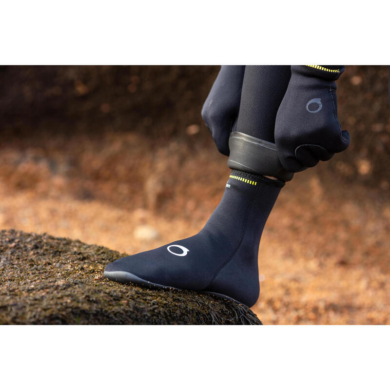 Pantalon activități sportive submarine neopren întărit 7mm SPF 900 Negru Bărbați