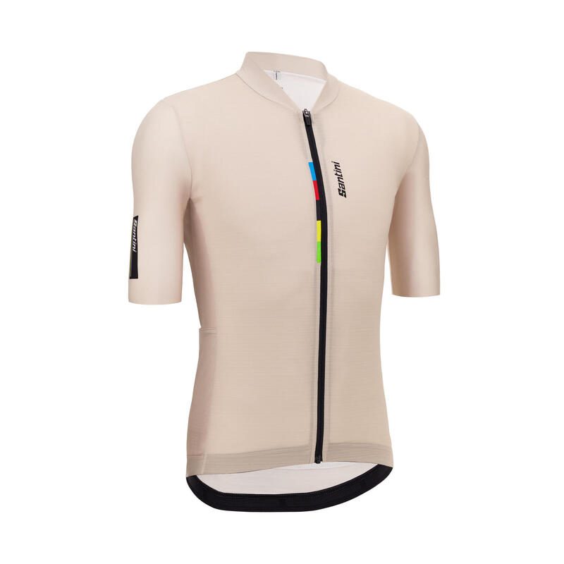 Maglia Ciclismo Uomo Santini Color Cappuccino UCI Rainbow