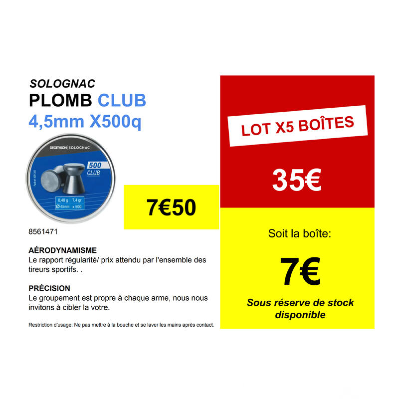 Plomb CLUB pour armes air comprimé x 500q