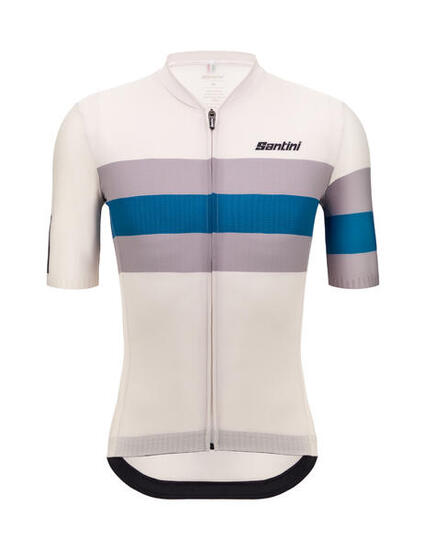 Maglia Ciclismo Uomo Santini Race Bianca Grigio Blu Slim Fit