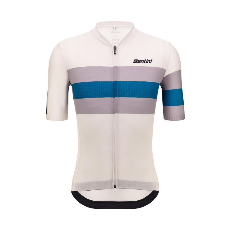 Maglia Ciclismo Uomo Santini Race Bianca Grigio Blu Slim Fit