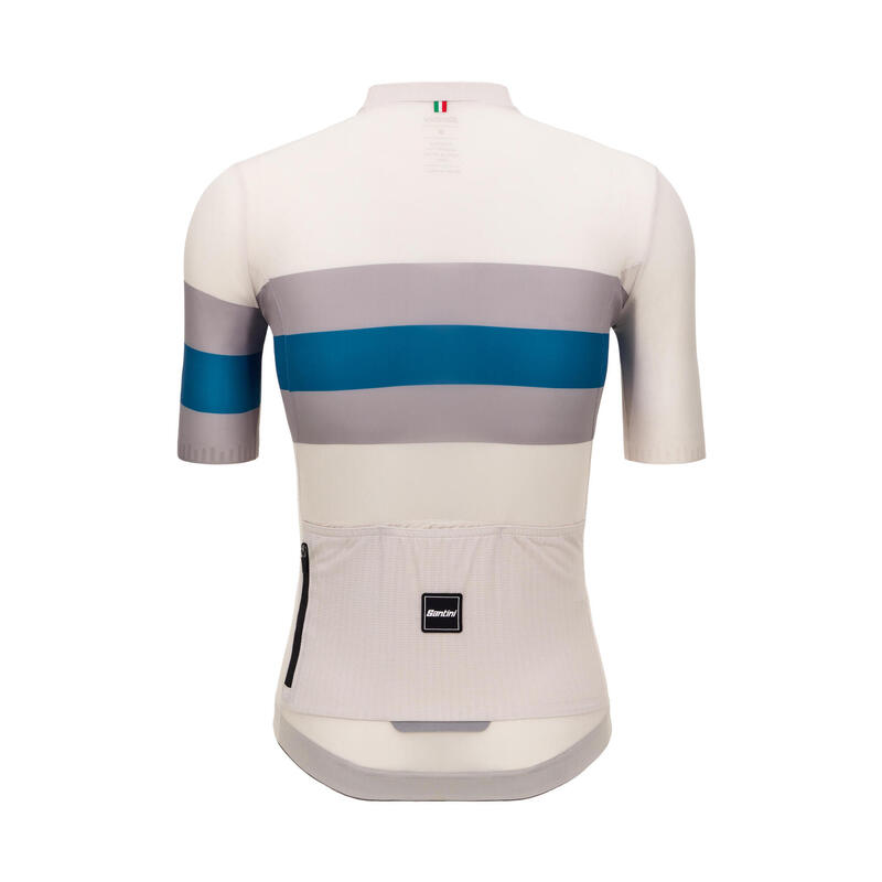 Maglia Ciclismo Uomo Santini Race Bianca Grigio Blu Slim Fit