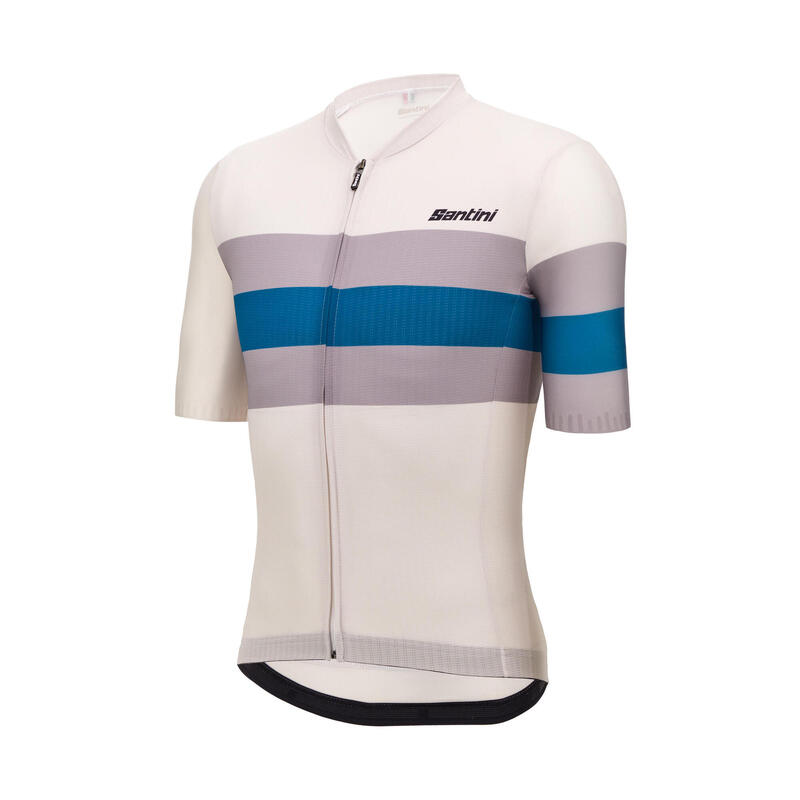 Maglia Ciclismo Uomo Santini Race Bianca Grigio Blu Slim Fit