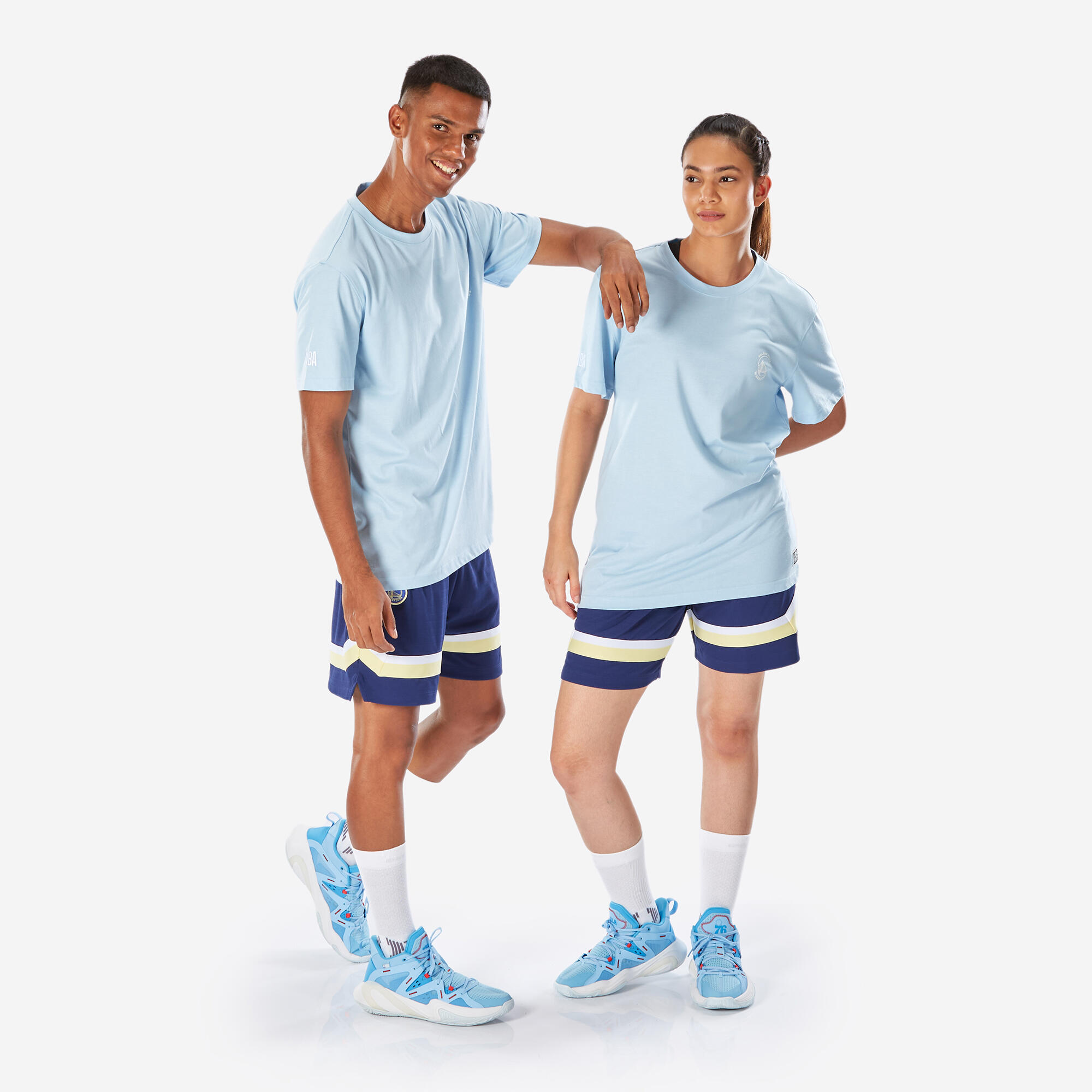 Men s Women s Basketball Shorts SH 900 NBA Warriors Blue