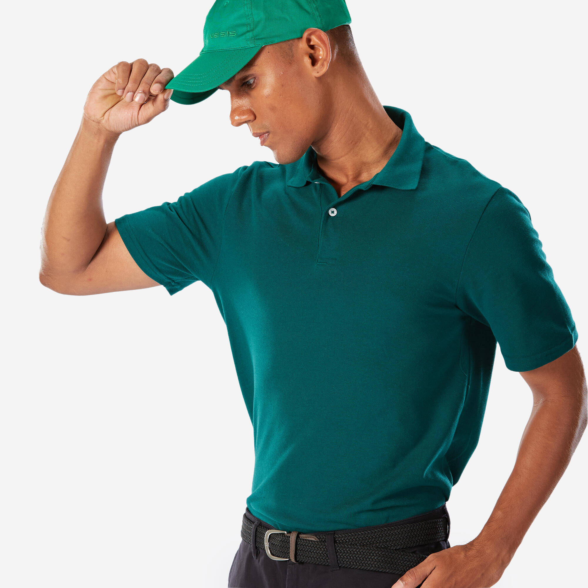 Men’s golf 100% cotton short sleeve polo shirt, MW100 green