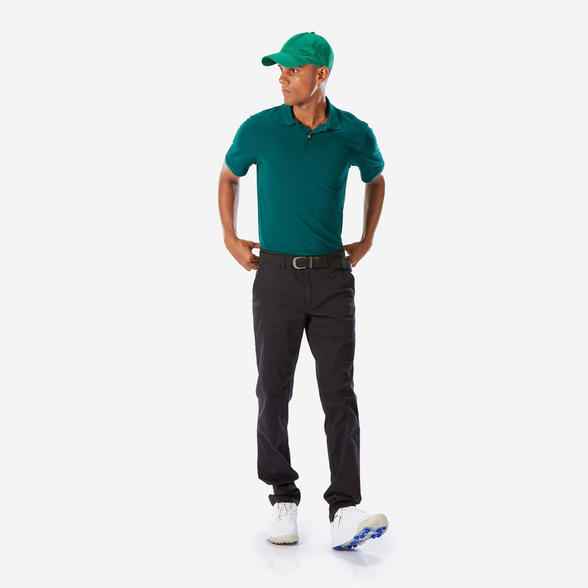 Men’s golf 100% cotton short sleeve polo shirt, MW100 Forest Green -  3