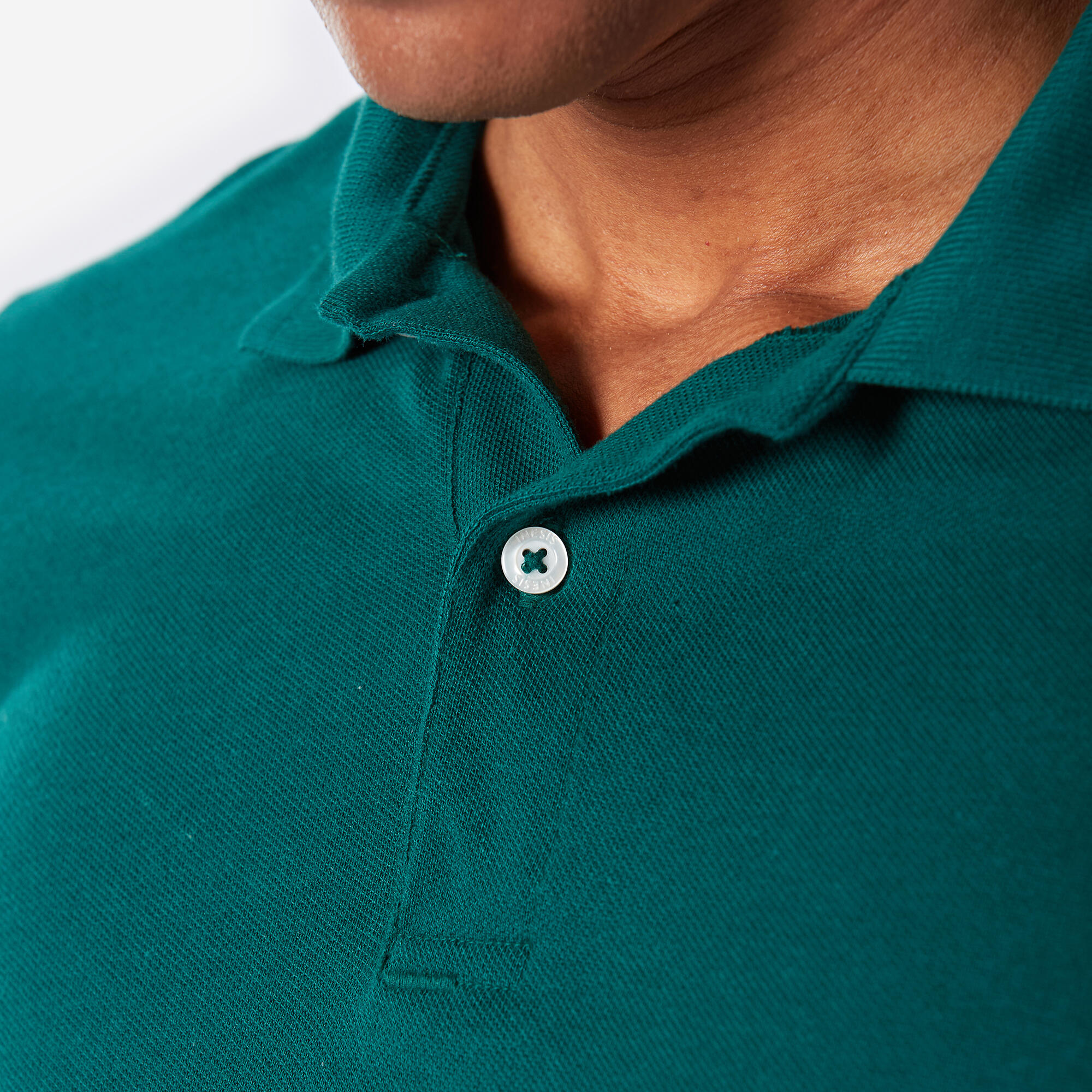 Men’s golf 100% cotton short sleeve polo shirt, MW100 green 3/4