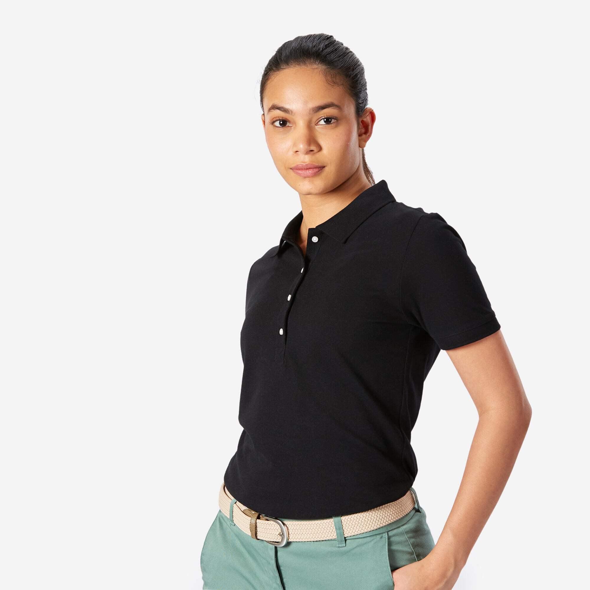 INESIS Women's golf short-sleeved polo shirt - WW500 black