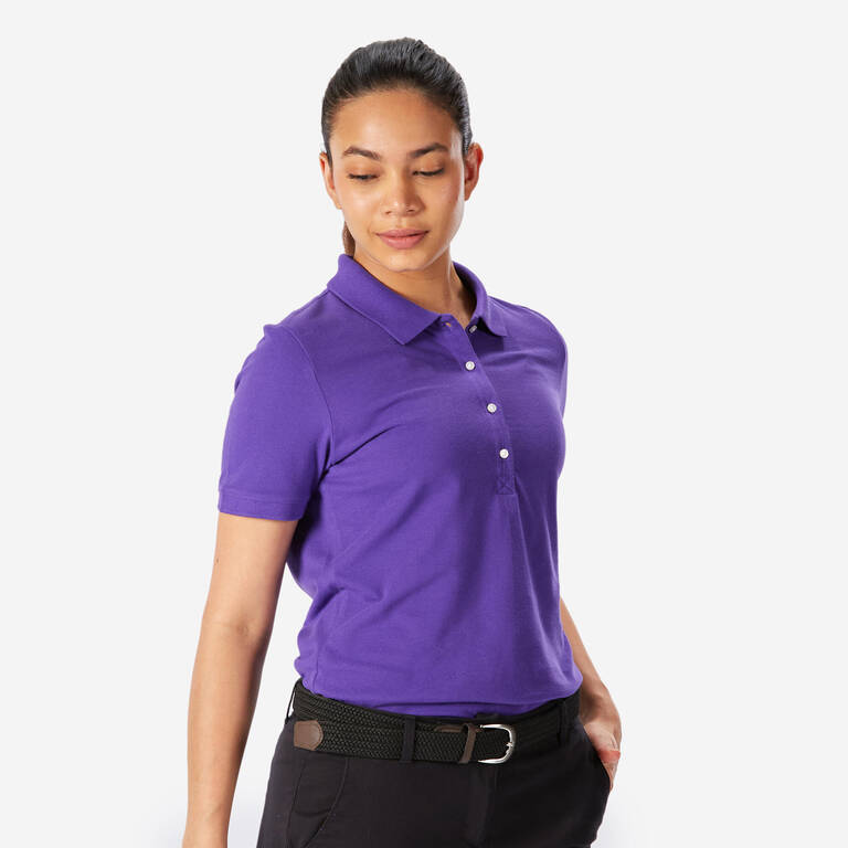 Women's golf cotton short-sleeved polo shirt - MW500 Purple