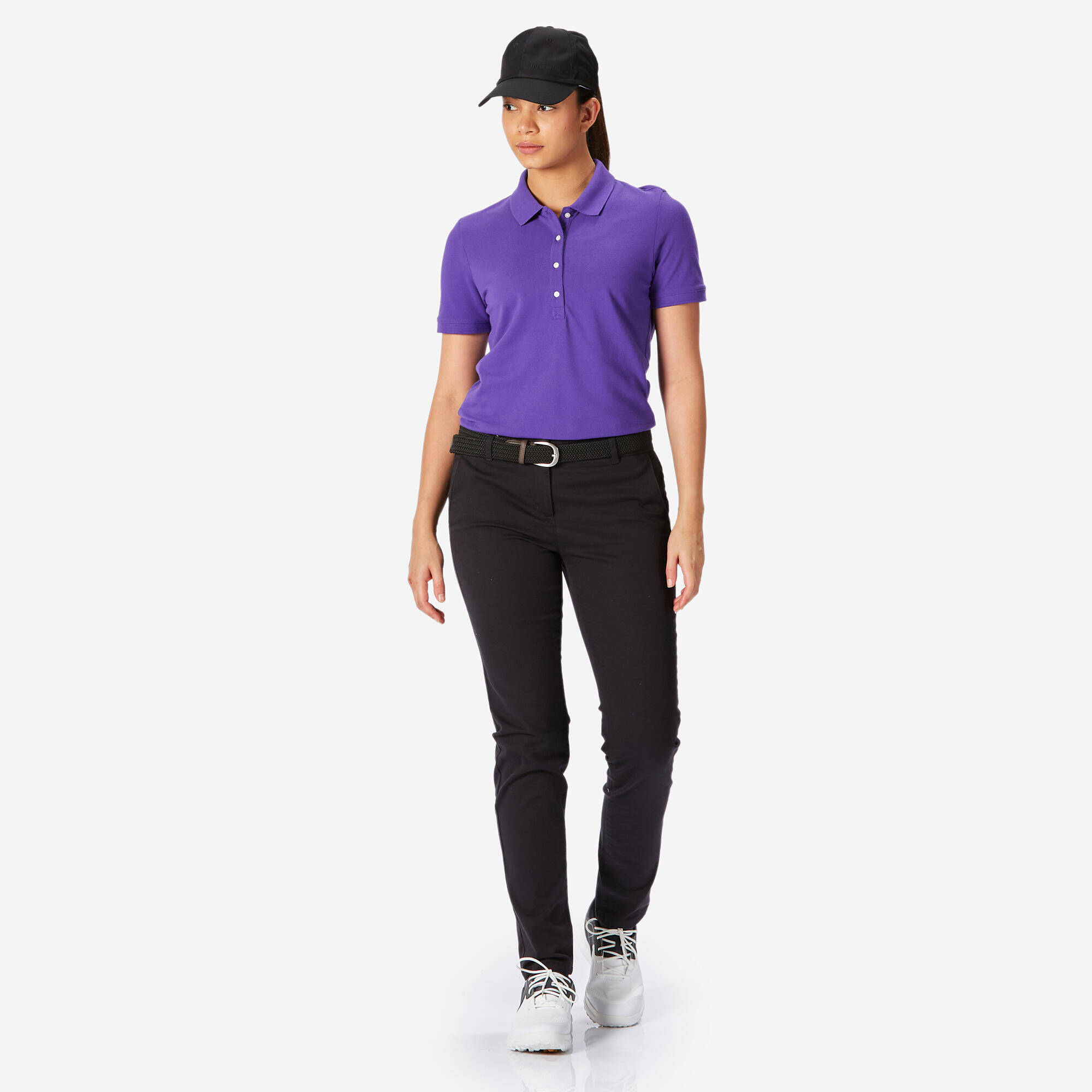 Women's golf cotton short-sleeved polo shirt - MW500 Purple -  3