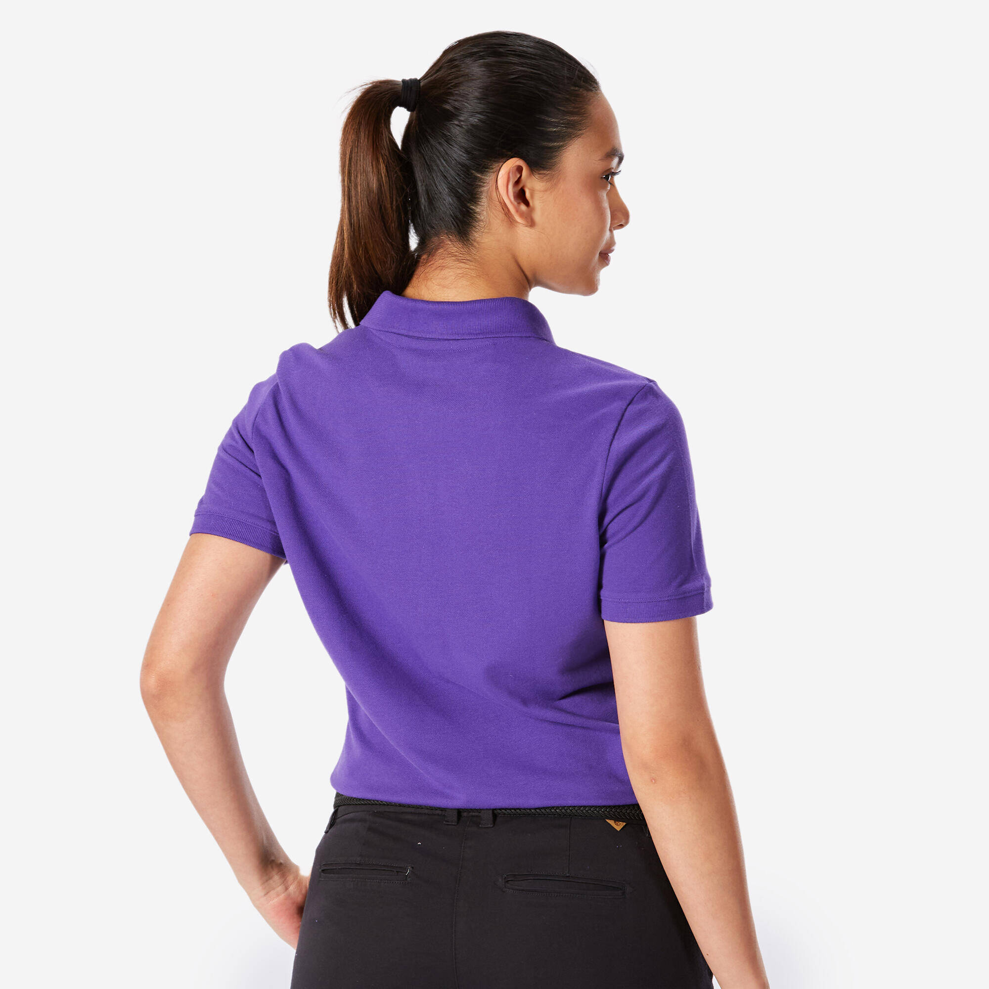 Women's golf cotton short-sleeved polo shirt - MW500 Purple -  4