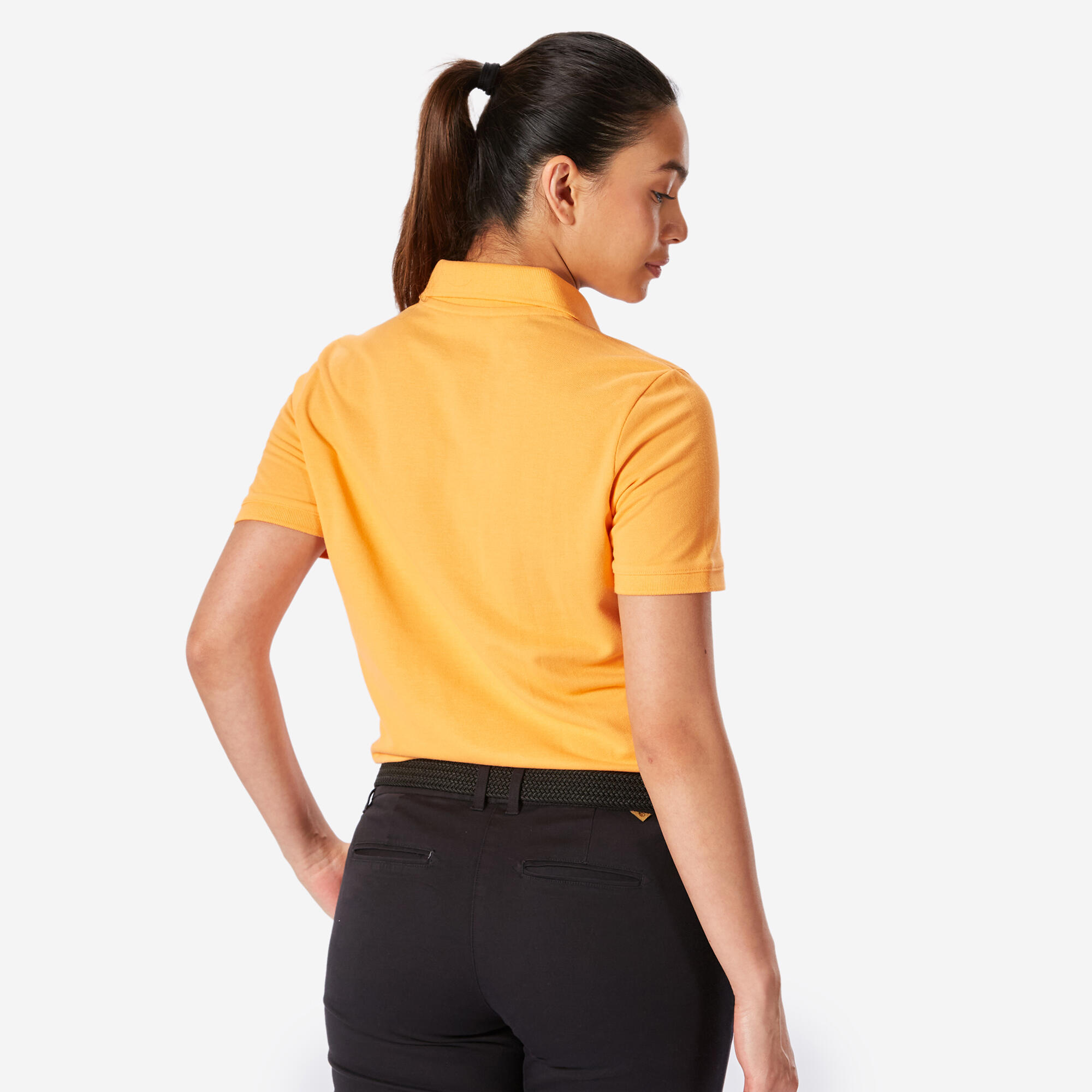 Women's golf cotton short-sleeved polo shirt - MW500 Orange sunset