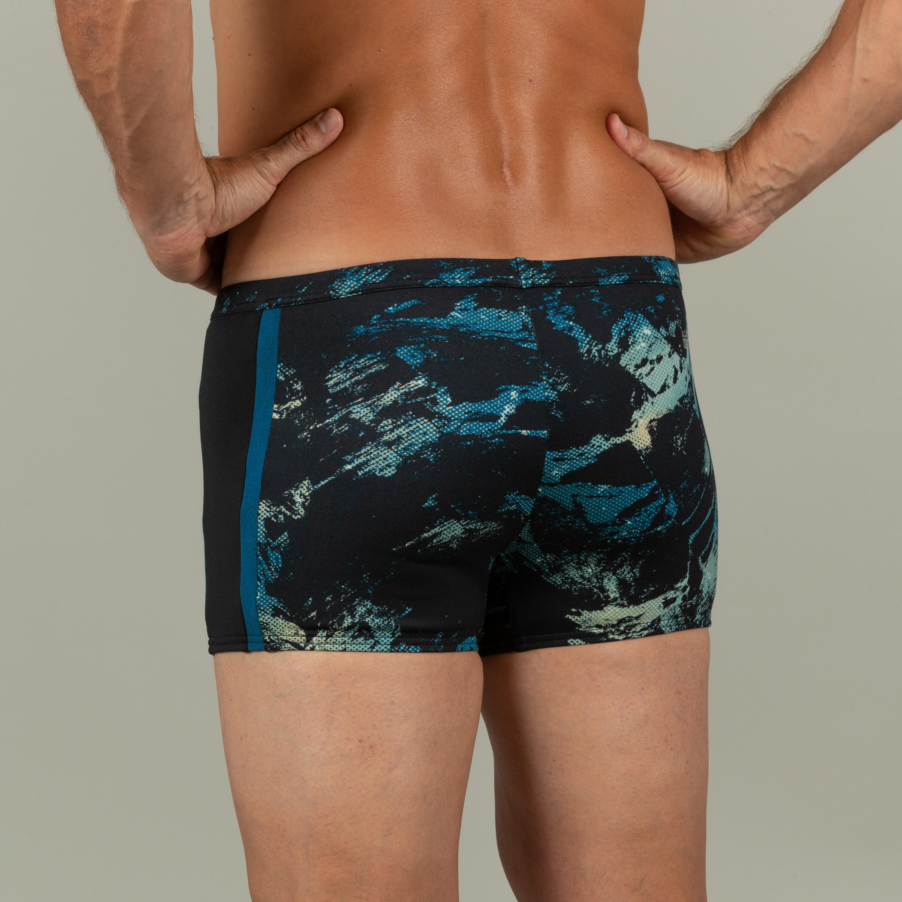 Men's Swimming Boxer Shorts-Yoko-Trao Black/Blue 6/11