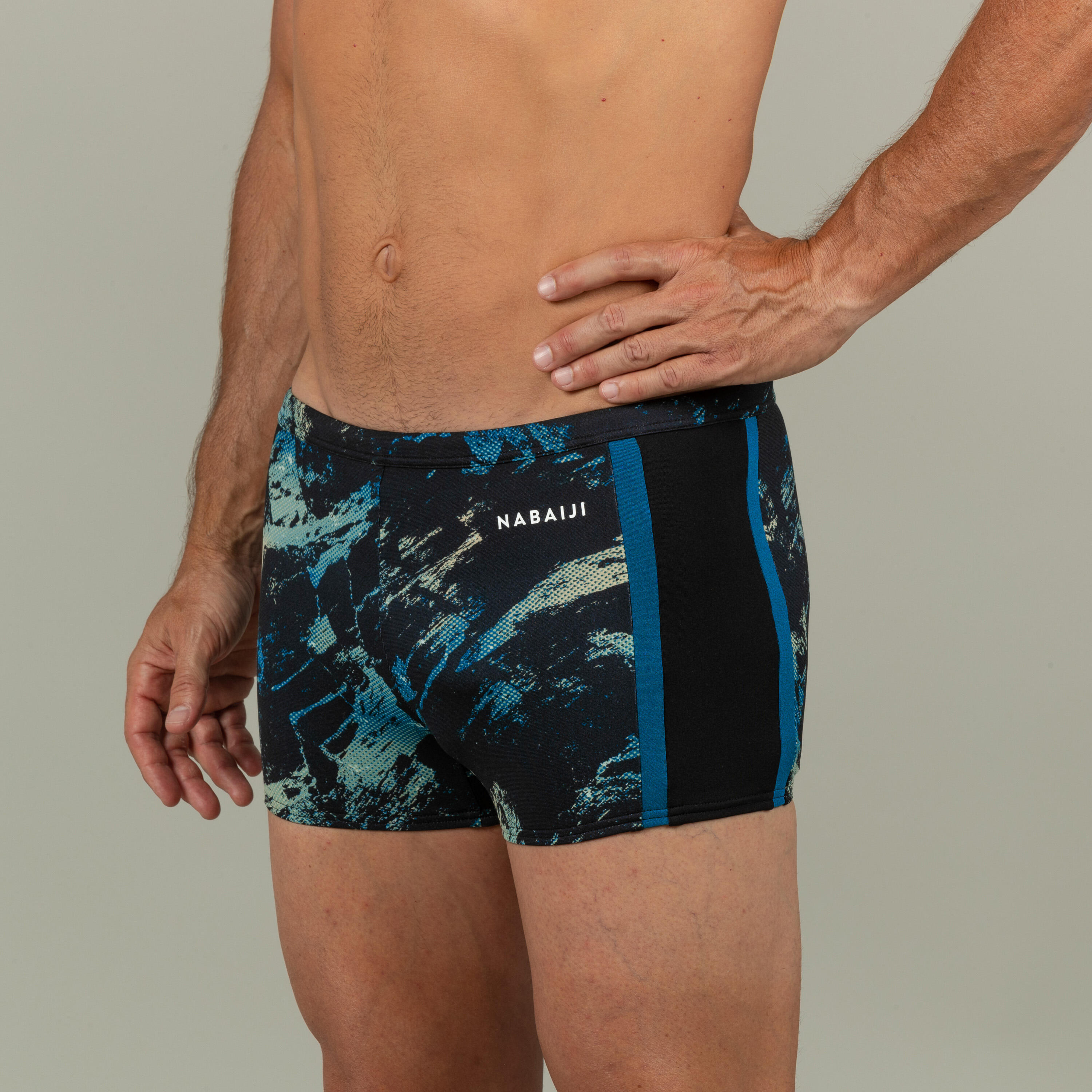 Men's Swimming Boxer Shorts-Yoko-Trao Black/Blue 5/11