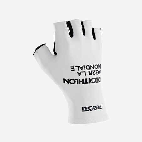 Guantes	ciclismo de ruta Van Rysel réplica Decathlon AG2R La Mondiale blanco