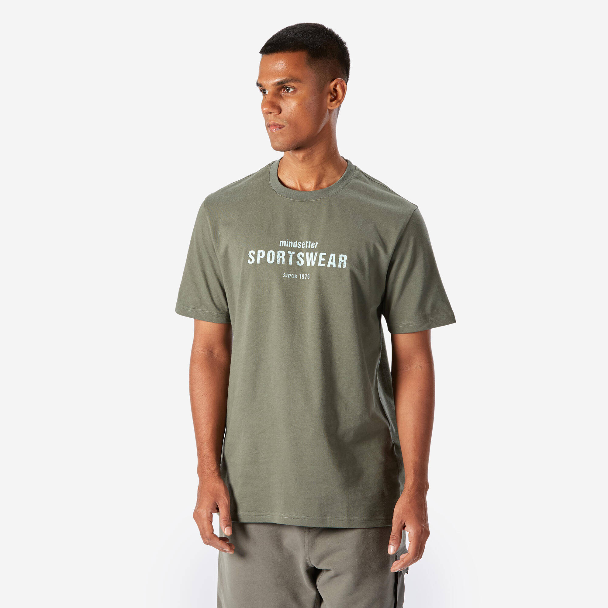 Men's Regular Cotton Fitness T-Shirt - Khaki Green -  3