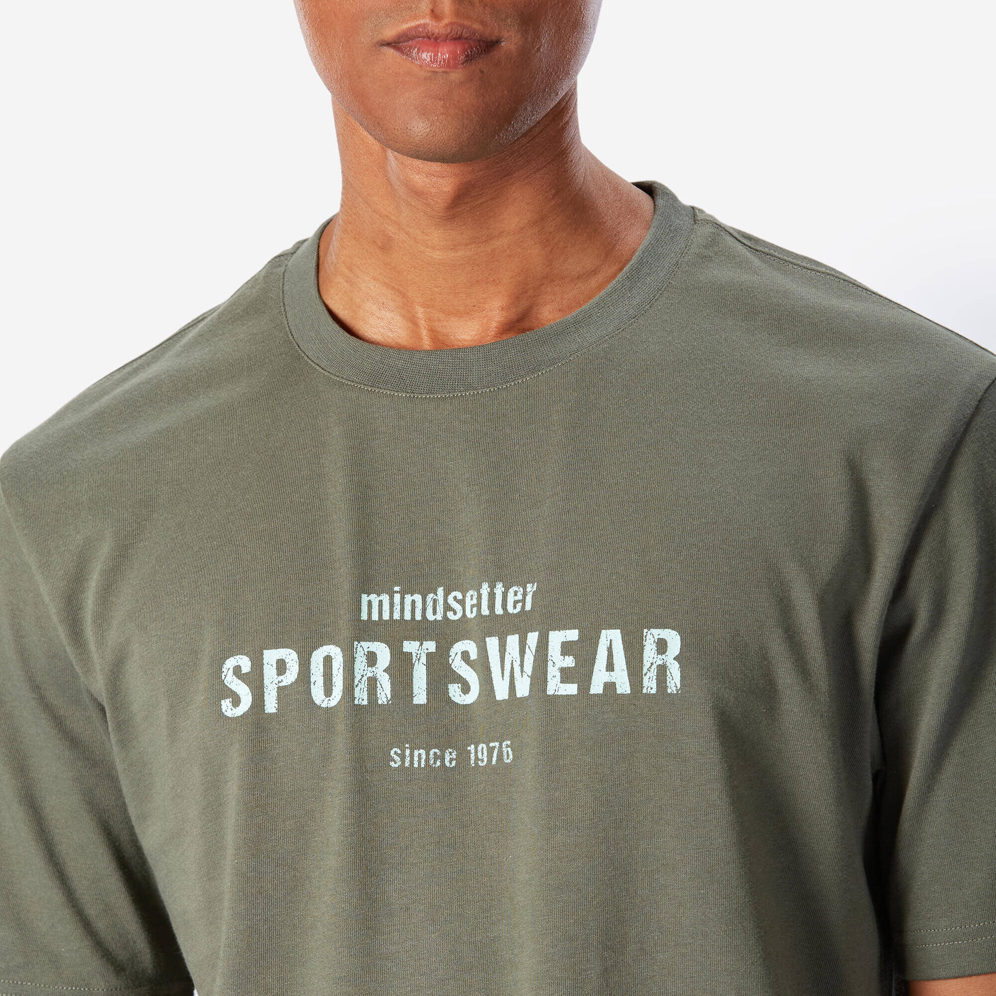 Men's Regular Cotton Fitness T-Shirt - Khaki Green -  4