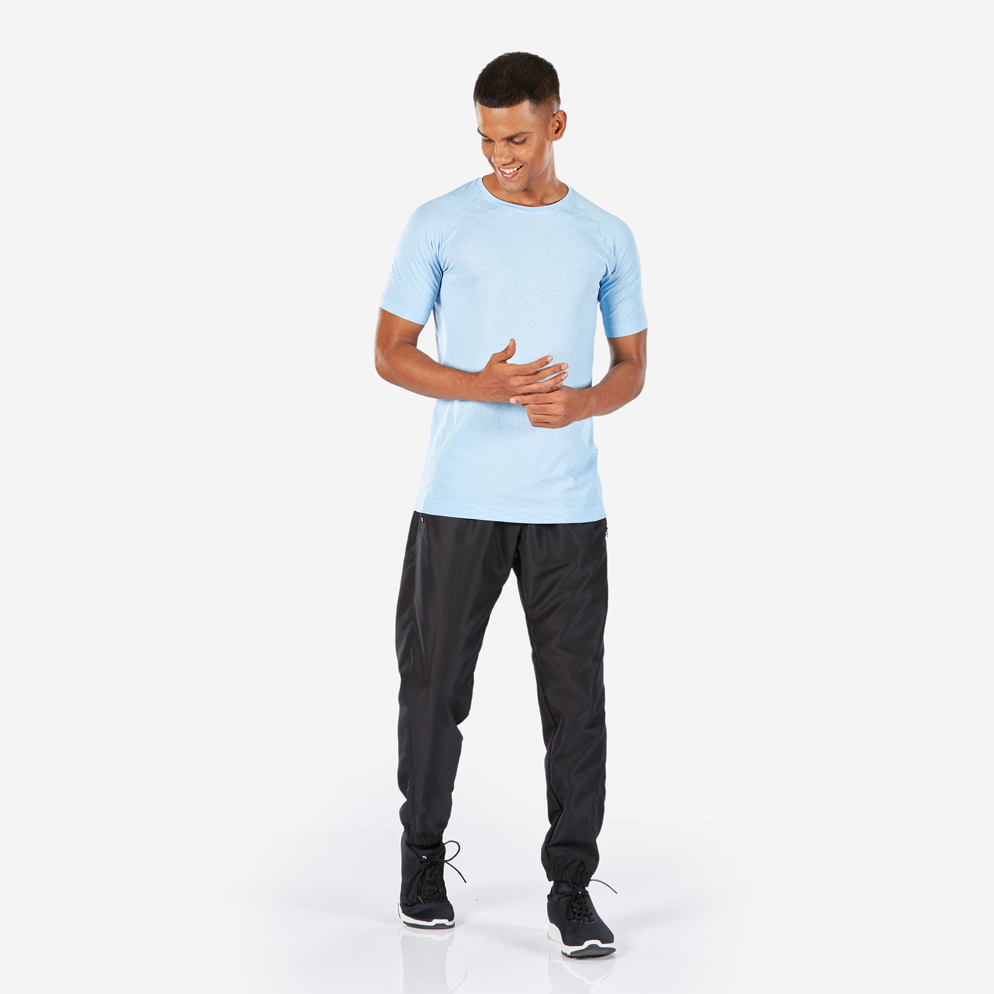 T shirt uomo palestra 900 regular fit traspirante viola chiaro DOMYOS Decathlon