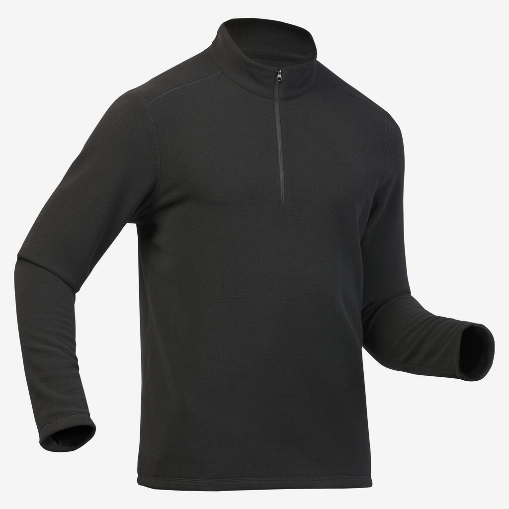 Fleecepullover Herren 1/2 Reißverschluss Wandern - MH100 schwarz