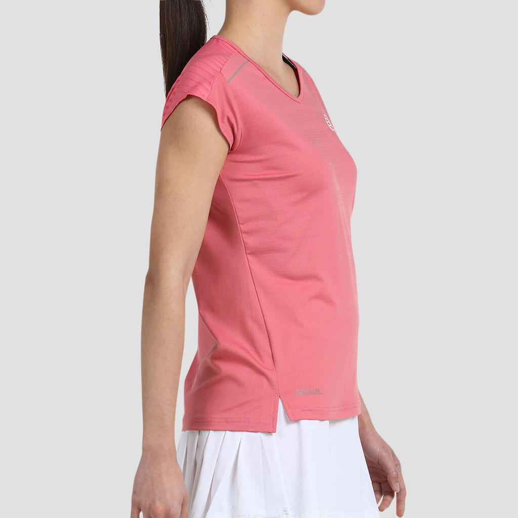 Dámske funkčné tričko na padel Bullpadel Eleva s krátkym rukávom ružové