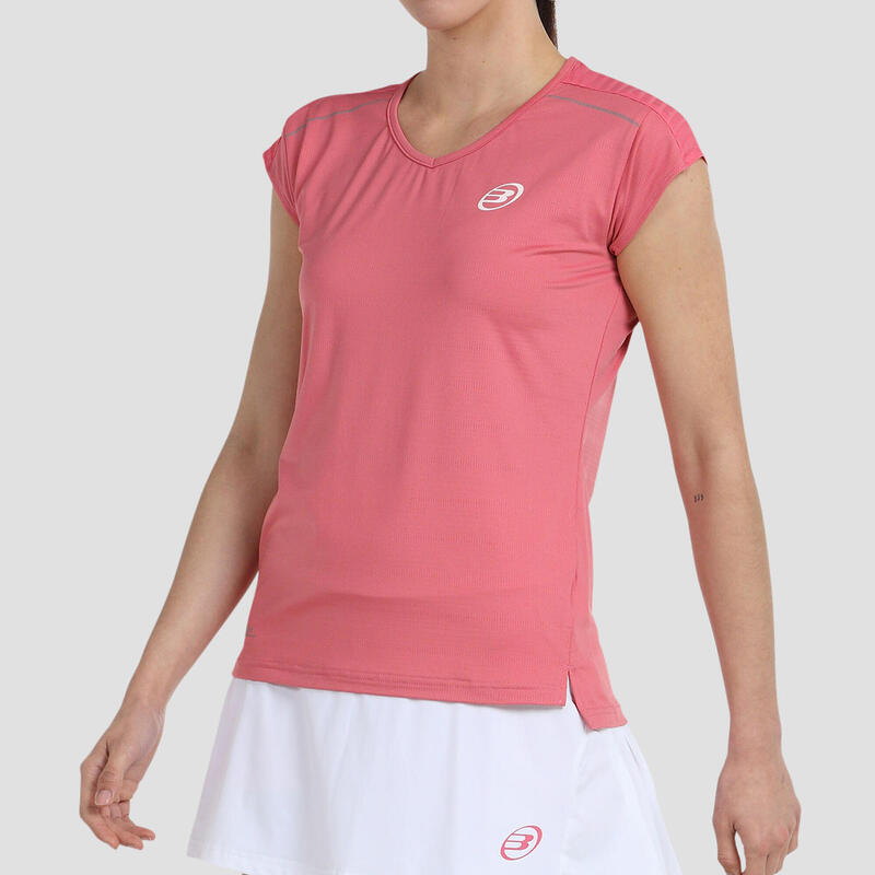 Technisch padelshirt met korte mouwen voor dames Eleva roze