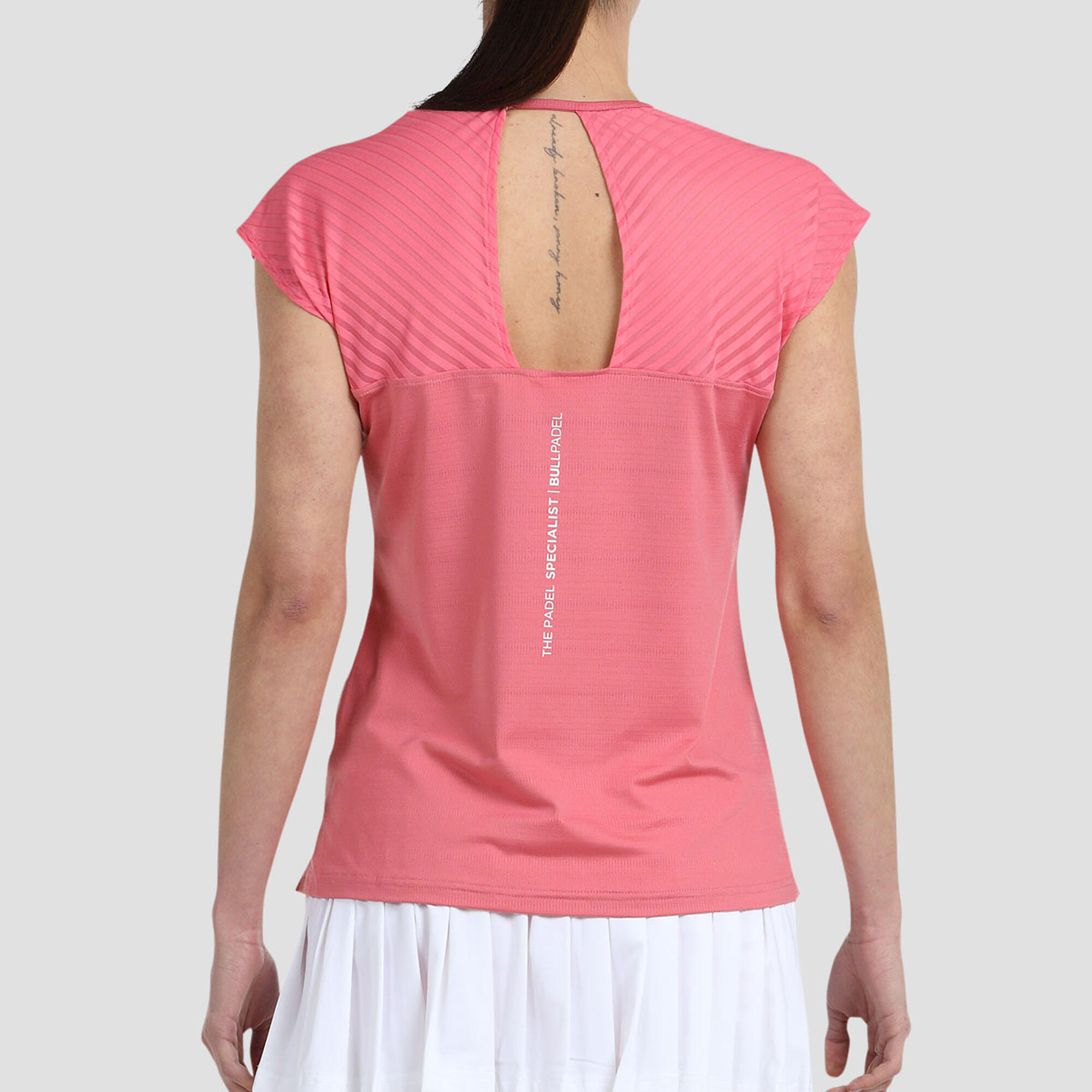 Samarreta de pàdel de màniga curta tècnica Dona - Bullpadel Eleva rosa 3/4
