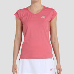 Technisch padelshirt met korte mouwen voor dames Eleva roze