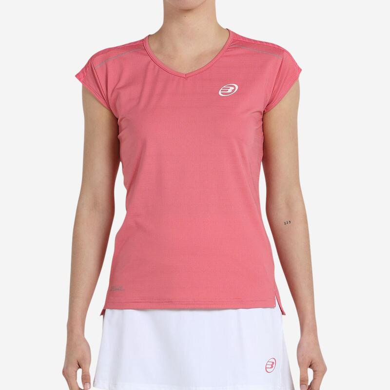 T-shirt de padel manches courtes technique Femme- Bullpadel Eleva rose