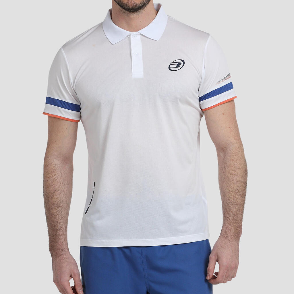 Vīriešu elpojošs īspiedurkņu padel tenisa polo krekls “Lules”, balts