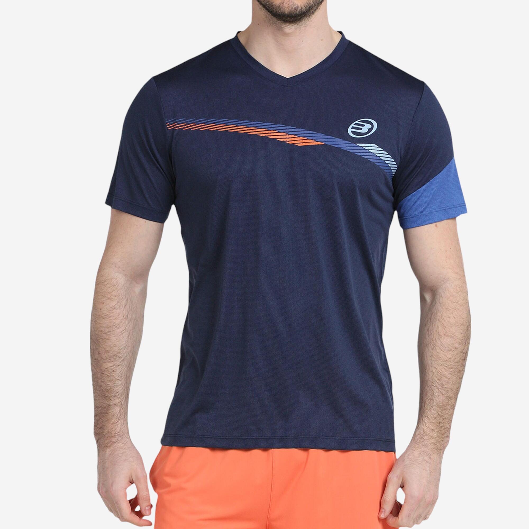 Bullpadel - T-shirt De Padel Manches Courtes Technique Homme - Bullpadel Letra Bleu - T-shirt Manches Courtes - Padel Beach Tennis - Bleu-orange - 44l
