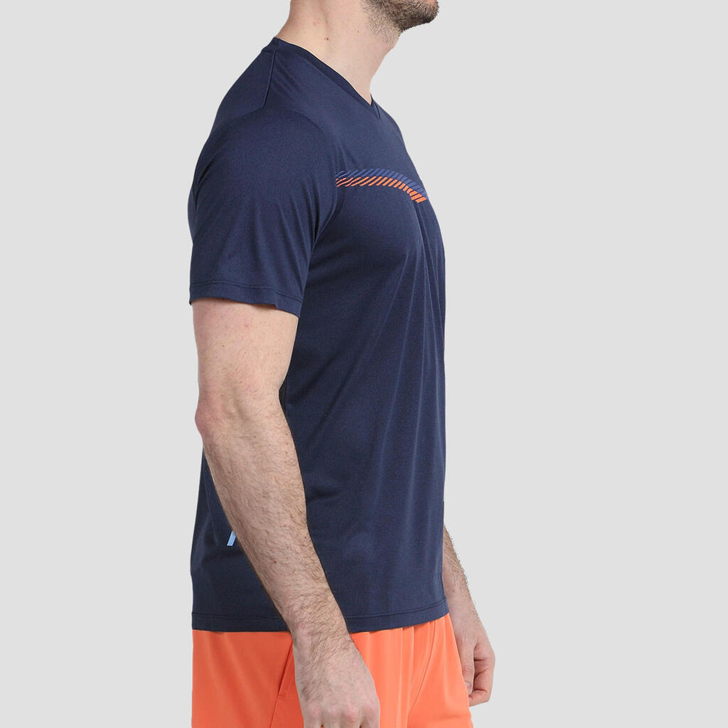 Vīriešu padel tenisa funkcionāls īspiedurkņu T krekls “Letra”, zils