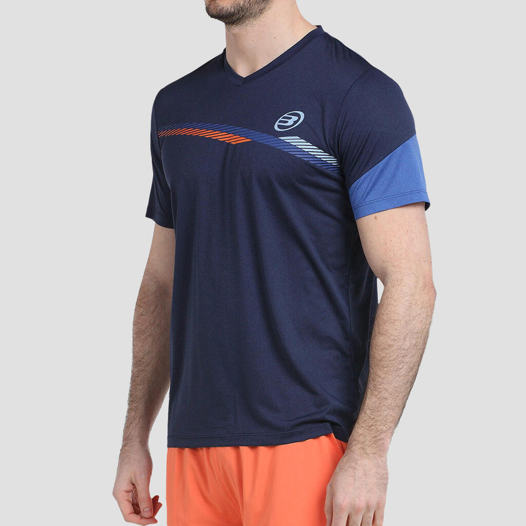 Vīriešu padel tenisa funkcionāls īspiedurkņu T krekls “Letra”, zils